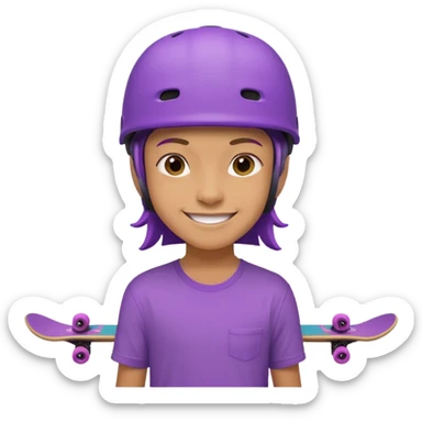 skater with skateboard and purple helmet sticker