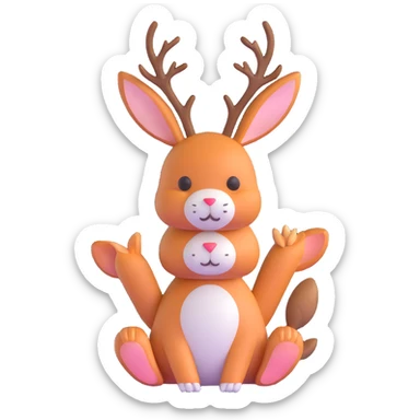 rabbit with deer antlers sticker