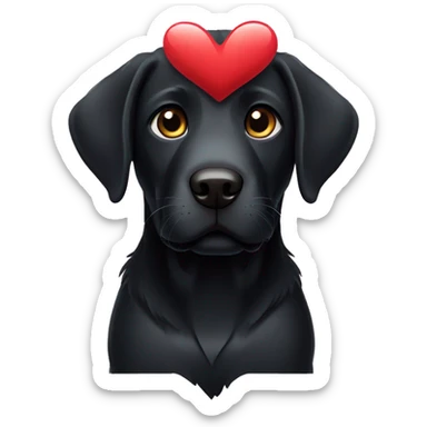 sweet black labrador, full body, with a heart in hands sticker