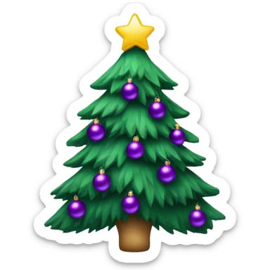 Green Christmas tree with purple ornaments sticker
