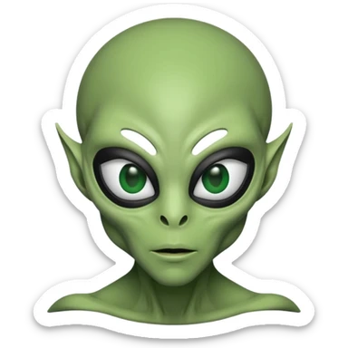 an alien with half face mask and 
 sticker