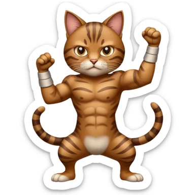 cat doing MMA fighting sticker