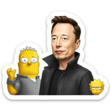 elon musk + the simpsons sticker