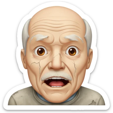 old white man with an open square mouth made of concrete sticker