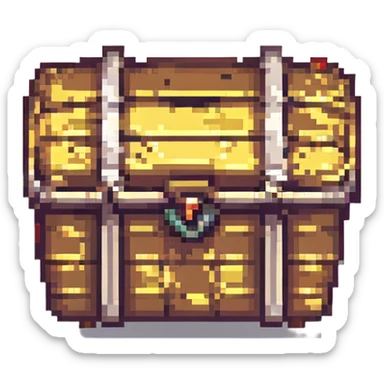 treasure chest, pixel art style sticker