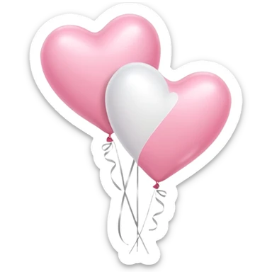 white and pink heart-shaped balloons, wedding theme sticker