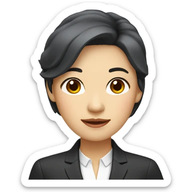 middle aged asian woman wearing suit black hair sticker