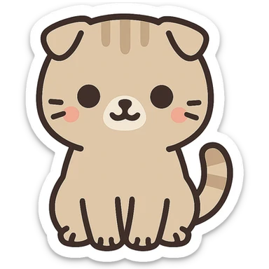 flat toon kawaii scottish fold kitten sitting sticker