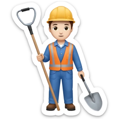 человек стоит с лопатой sticker