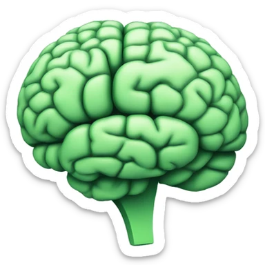 a brain with a greenish color sticker