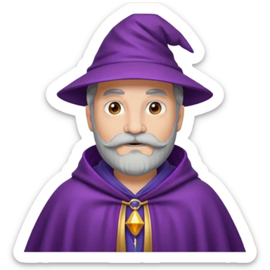 wizard with mustache, purple cloack sticker