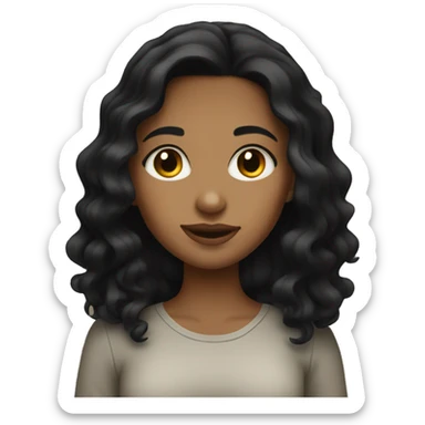 Tan girl with wavy black hair using her iPad  sticker