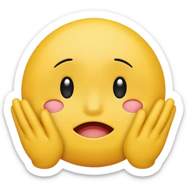 Yellow Standard smiley emoji blushing and hiding face with hands because they are flustered and embarrassed  sticker