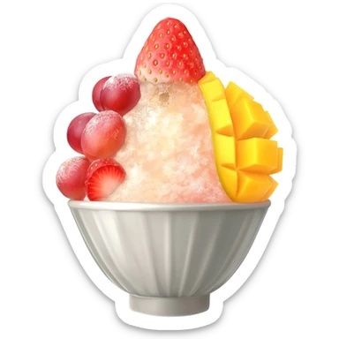 bingsu with strawberries, grapes and mango sticker