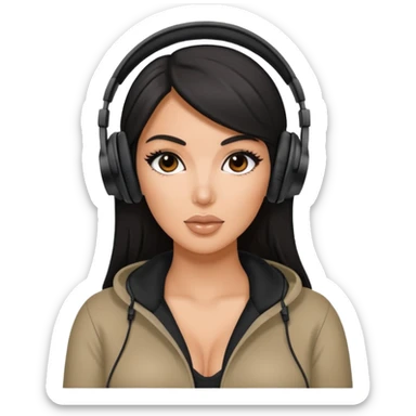 kim kardashian Black Headphones sticker