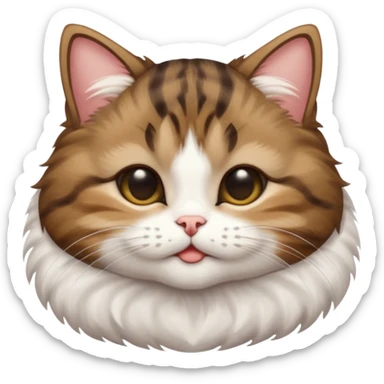 dark brown tabby and white small cat in funny positions upside down with eyes closed sticker