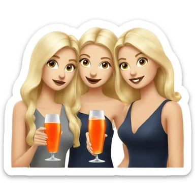 Three beautiful blond girls drinking aperol  sticker