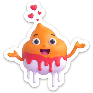 a character melting and in love, expressive, cute sticker