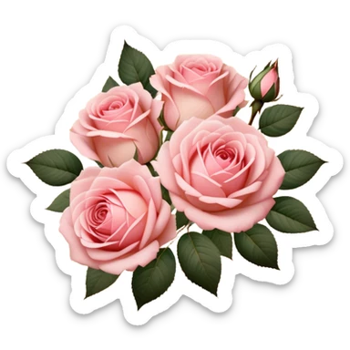 Aesthetic flat lay of blush pink roses on aged parchment, golden calligraphy details. sticker