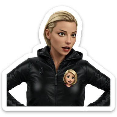 blonde girl in leather jacket sticker