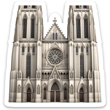Cinematic Realistic Cologne Cathedral Landmark Emoji, showcasing Gothic architecture rendered with detailed stone textures and majestic, dynamic lighting. two tall  tall towers on either side sticker