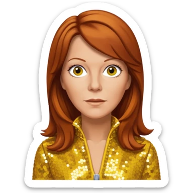 Anni-Frid Lyngstad from ABBA with long reddish brown hair, yellow sequin outfit  sticker