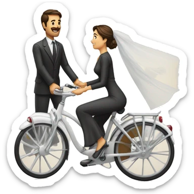 pareja española blanca recien casada con velo sticker