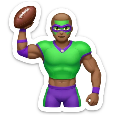  sports icon in neon purple and green, football sticker