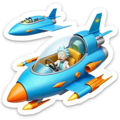 Hot wheels Rick and Morty flying in a spaceship to citadel sticker