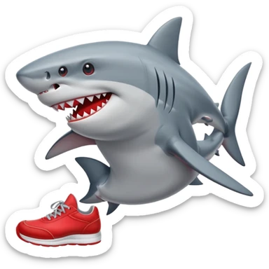 Shark with red shoes sticker