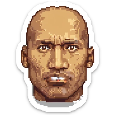 the rock meme, pixel art style, Dwayne Johnson's face with raised eyebrow, meme vibe sticker
