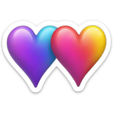 Dos Corazones arcoiris contentos sticker
