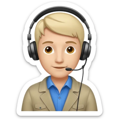 a sales agent with headphones sticker