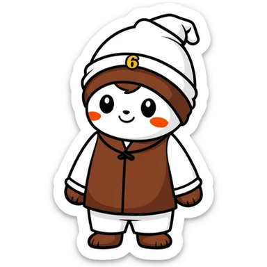 dubai chocolate matcha labubu with a hat that says 67 sticker