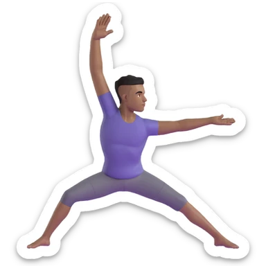 man doing warrior pose yoga with arms stretched out, legs in lunge position sticker