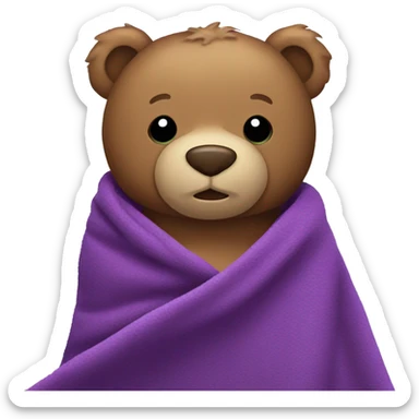 teddy bear with purple blanket sticker