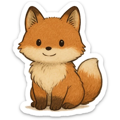 A cute, fluffy fox with a round head in the style of Studio Ghibli. sticker