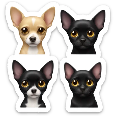 Chihuahua and black cat sticker