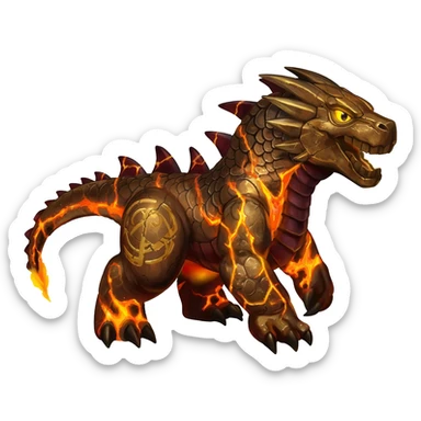 Copper-Bronze Molten-Lava Glow-Cracked Fiery-Runed Draconic Houndoom-Garchomp-hybrid-creature (full body) sticker