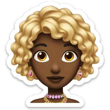 a girl with hair made from jewels sticker