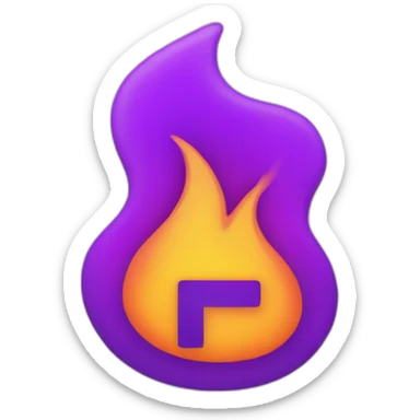 purple letter F  on fire sticker