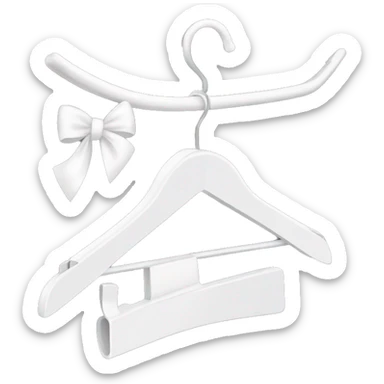 White clothes hanger with a bow on the hook sticker