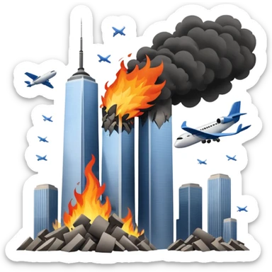 A plane crasing into the twin towers sticker
