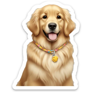 fluffy golden retriever wearing a friendship bracelet  sticker
