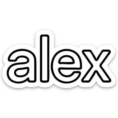the name 'alex' in a modern icon style, clean lines, minimal, suitable for app icon sticker