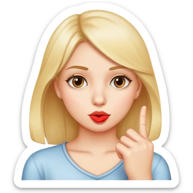 a girl with one finger infront of her lips, signaling "secret" sticker