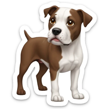 a white pithull with a brown spot and a black pitbull  sticker