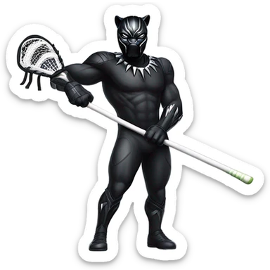 Black Panther playing lacrosse sticker