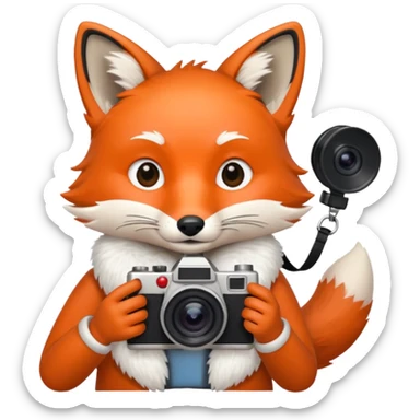 red fox white camera sticker