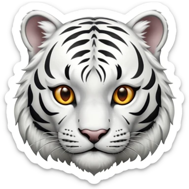 A white tiger pouncing at the screen with silver accsents sticker